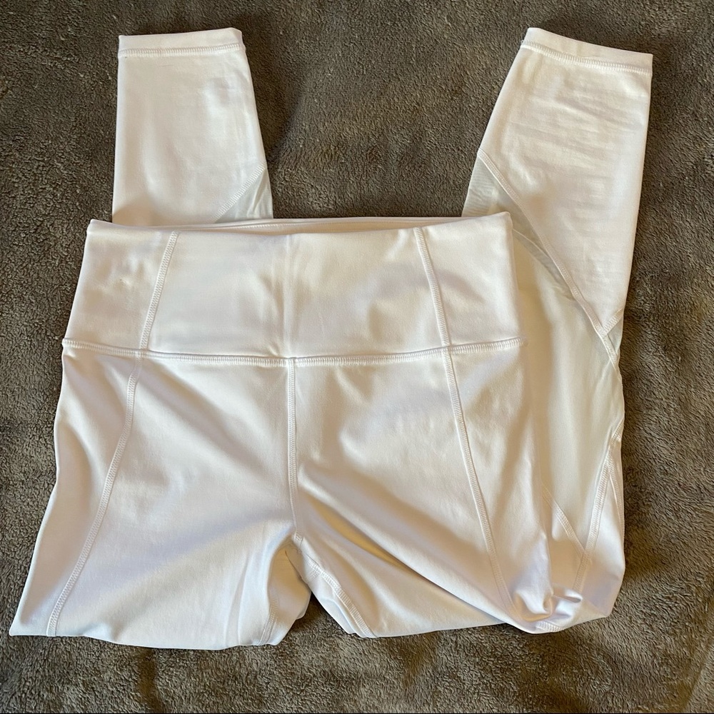 White Sheer Crop Athleta Leggings